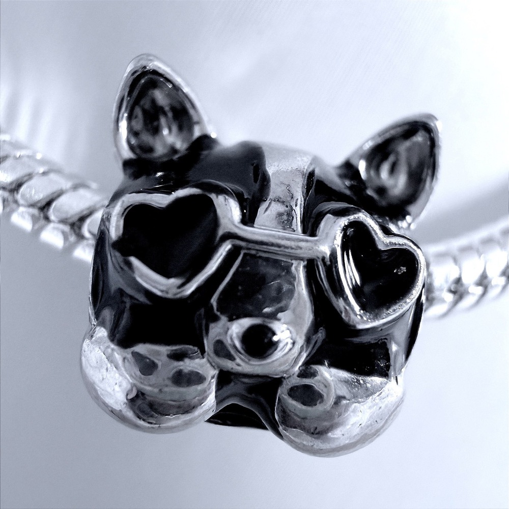 French Bulldog‎ Silver Bead Charm Fits European Snake Chain Bracelet Dog Heart